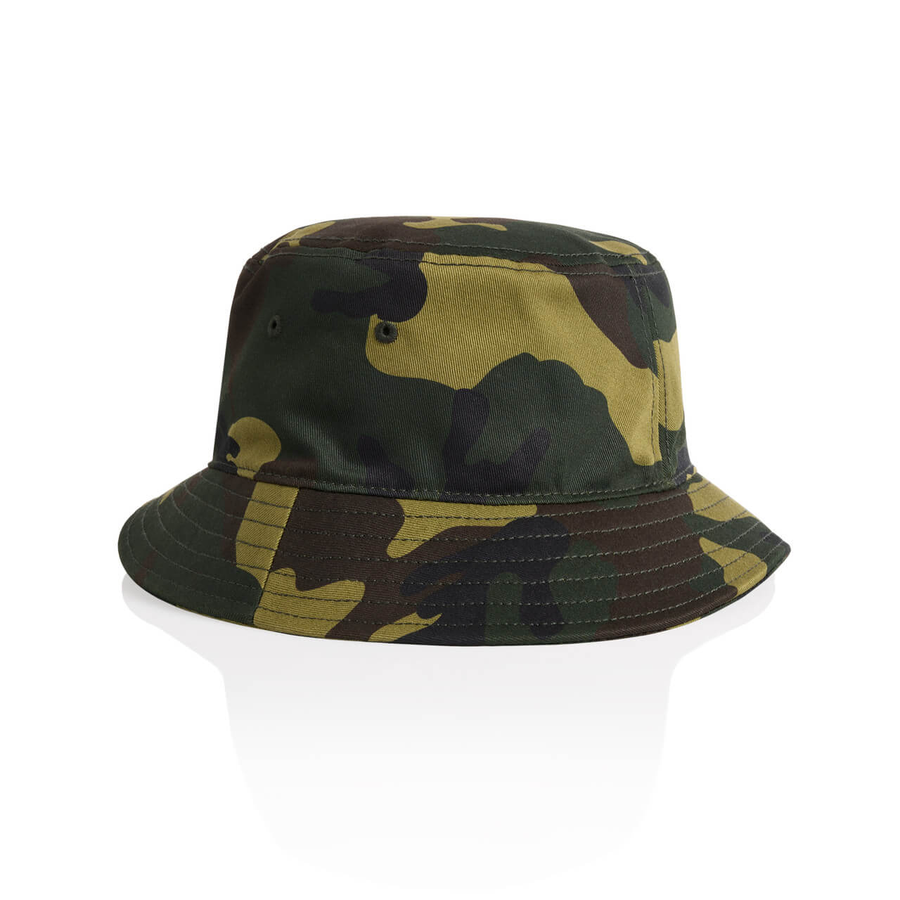 Camo Bucket Hat in cotton canvas with custom embroidered trade logo
