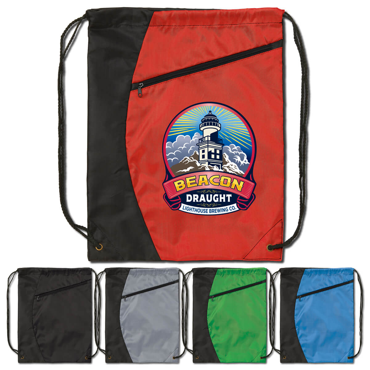 Icon Backsack with curved front panels and custom embroidered team crest