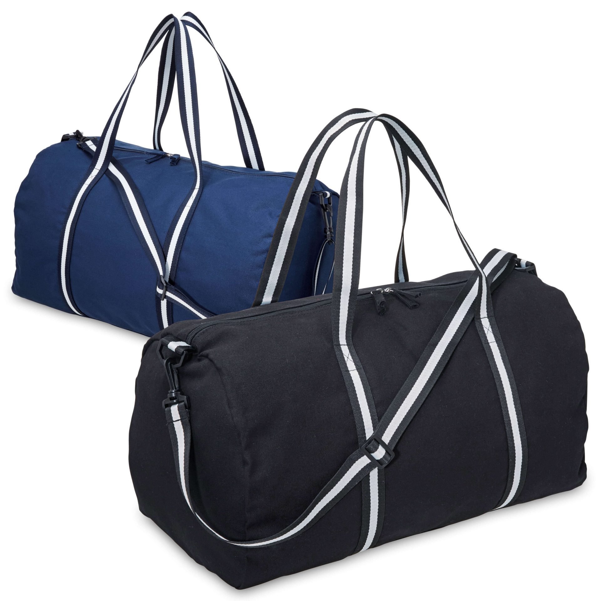 Canvas Duffle bag with heavy cotton weave and custom corporate logo embroidery