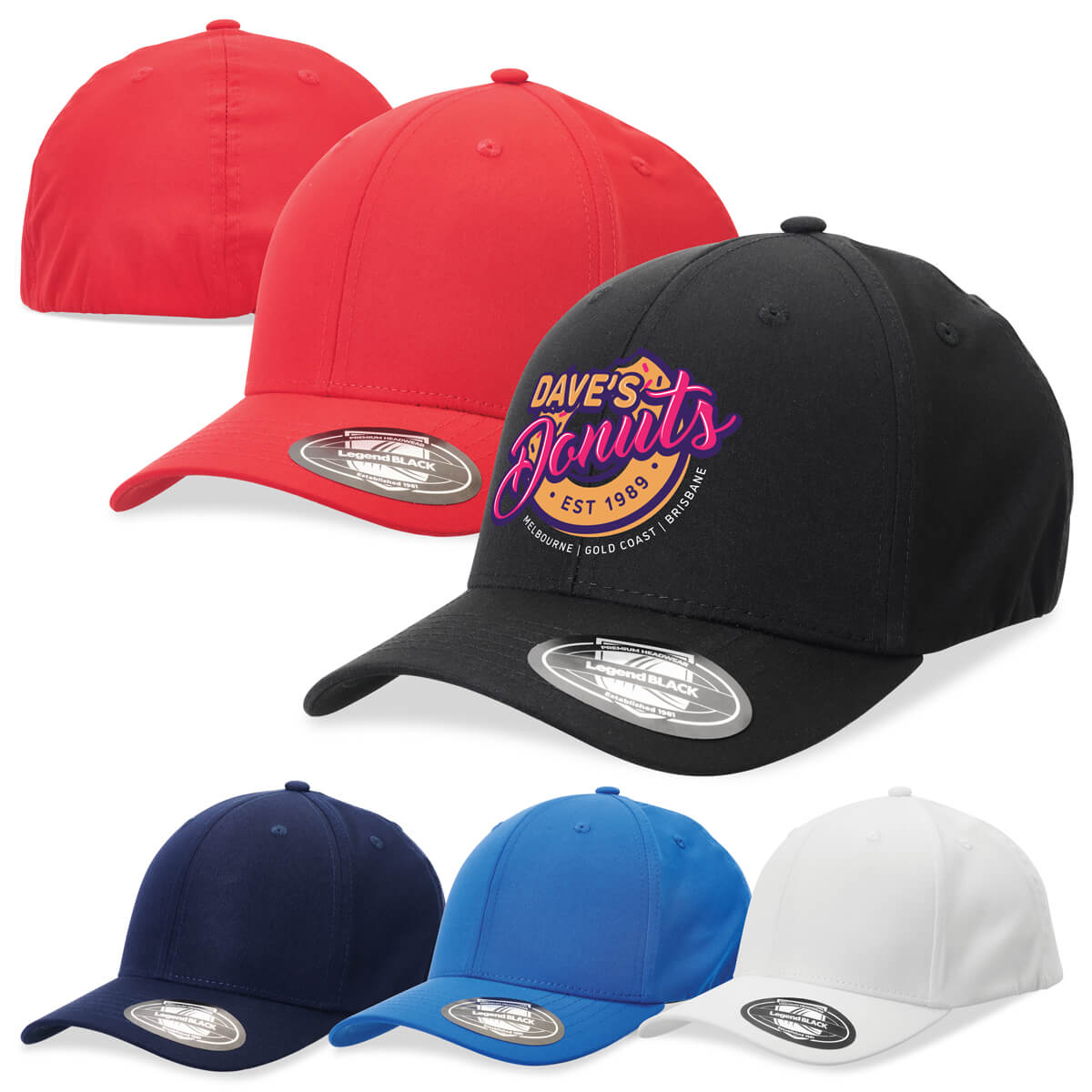 Classic Fitted Cap with closed fitted back and custom corporate logo
