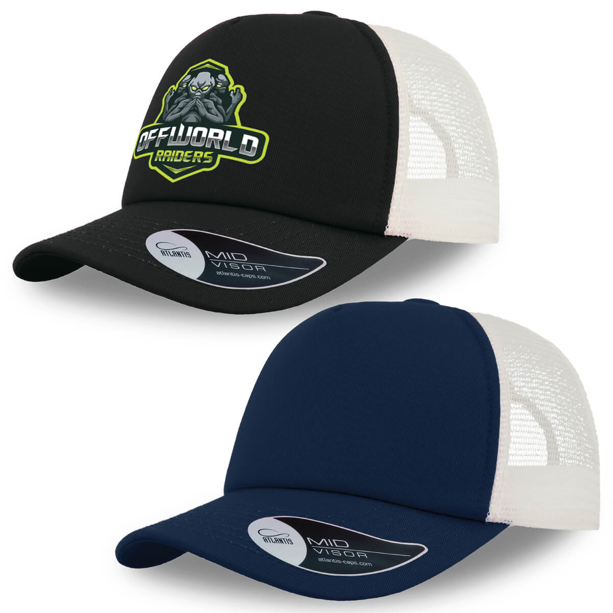 Record Chino Trucker with chino cotton front and custom corporate logo