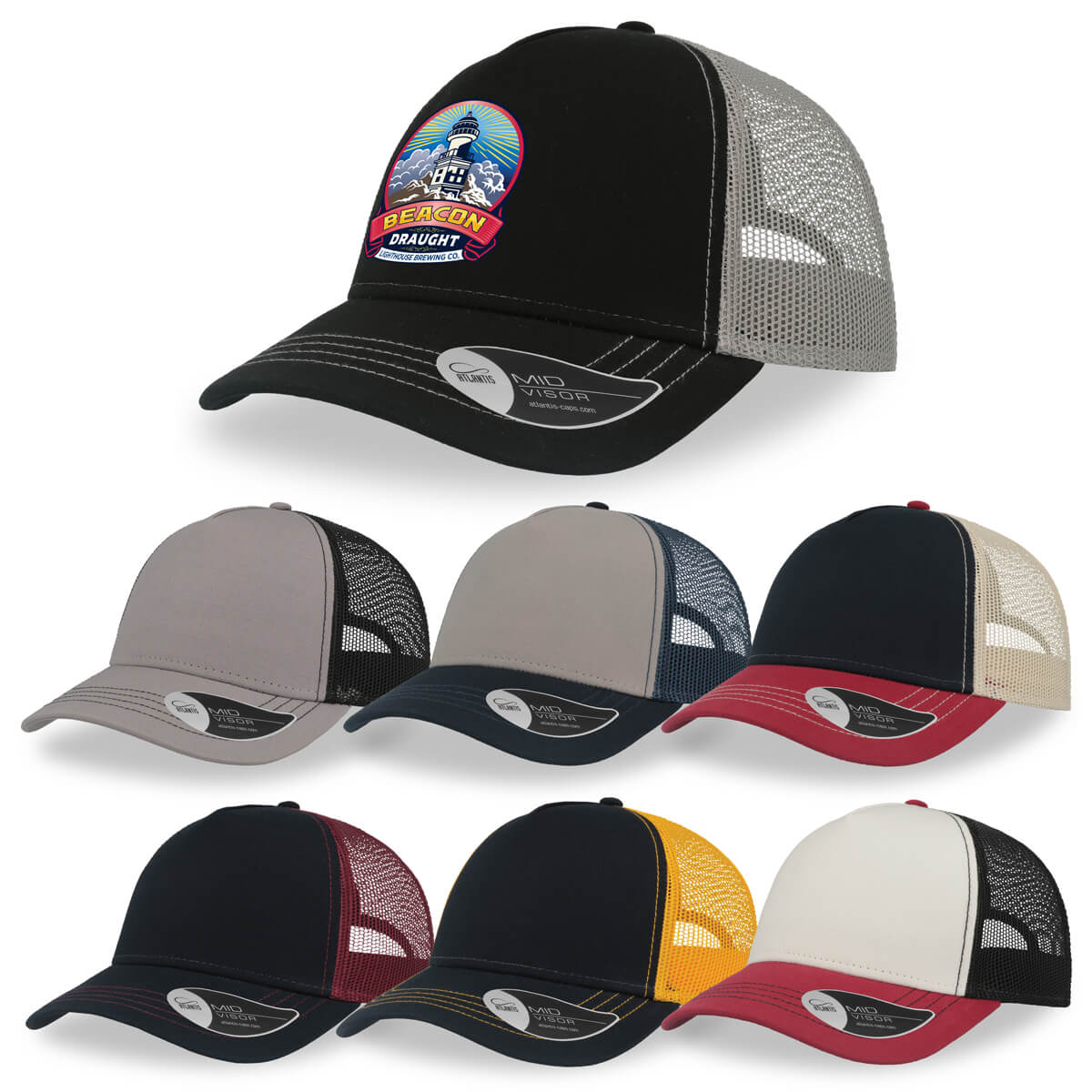 Rapper Canvas Trucker with cotton canvas front and custom trade logo embroidery