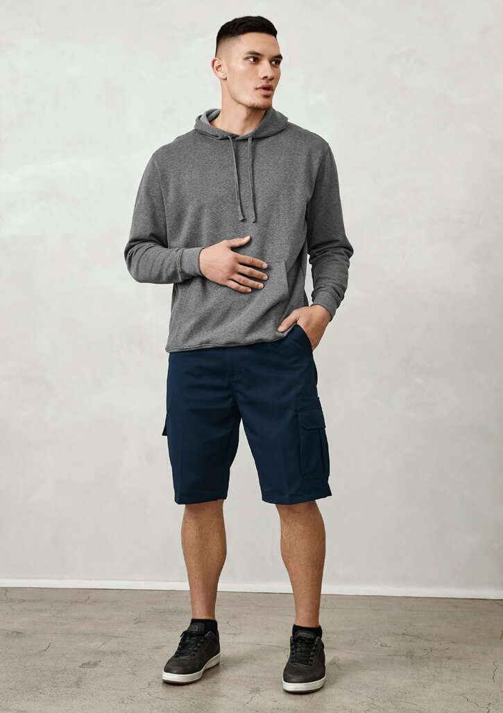 Mens Detroit Short with flat front waist and custom corporate logo embroidery