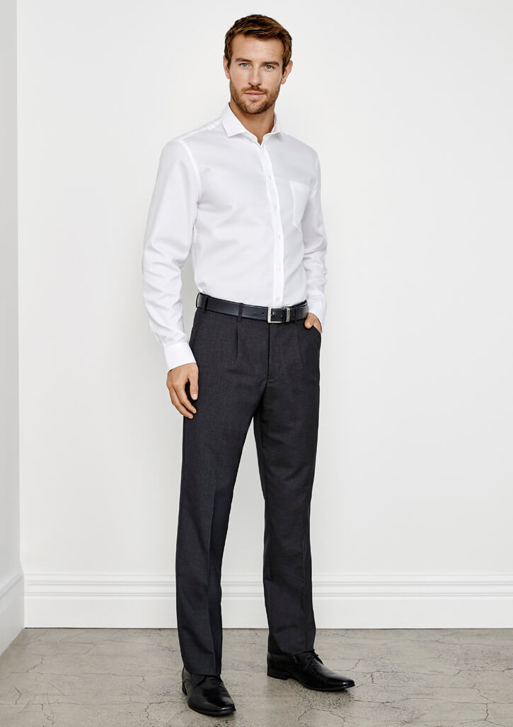 Mens Classic Pleat Pant with single front pleats and custom corporate logo