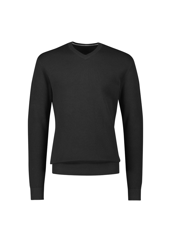 Mens Osaka Pineapple Knit Jumper in textured cotton-rich knit with custom embroidered company logo