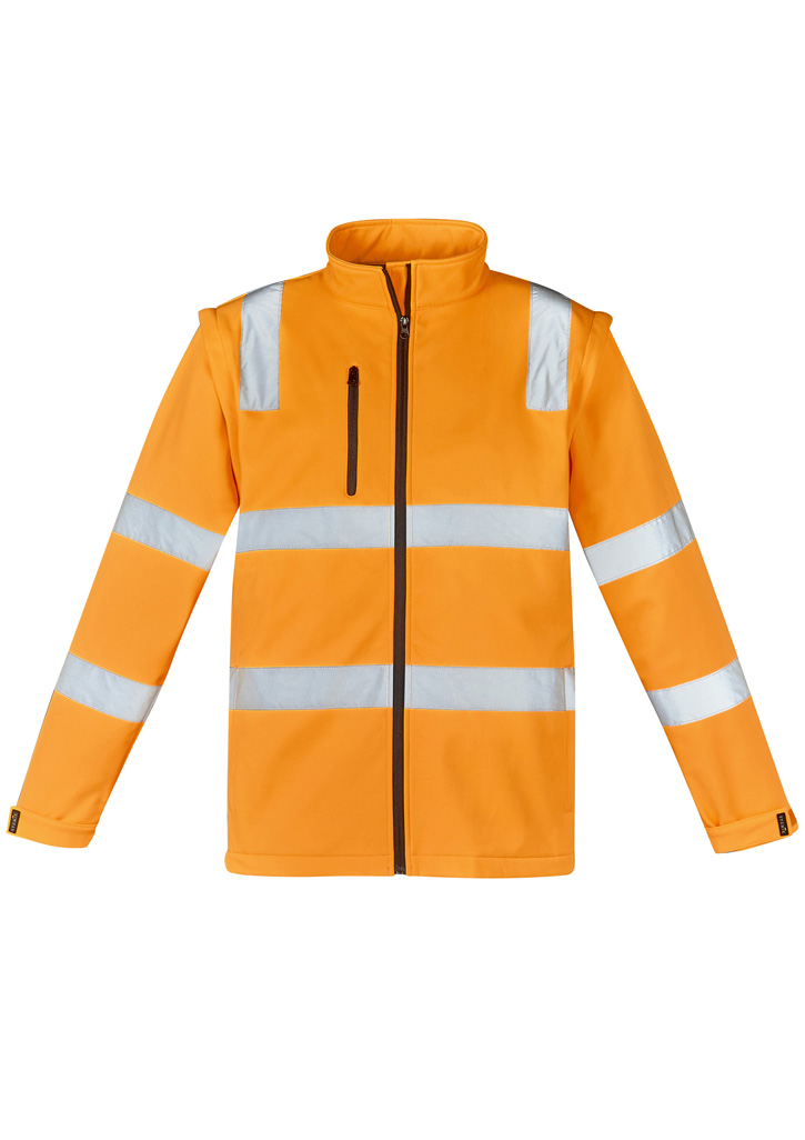 Unisex VIC Rail Softshell with zip-off sleeves and custom transport logo