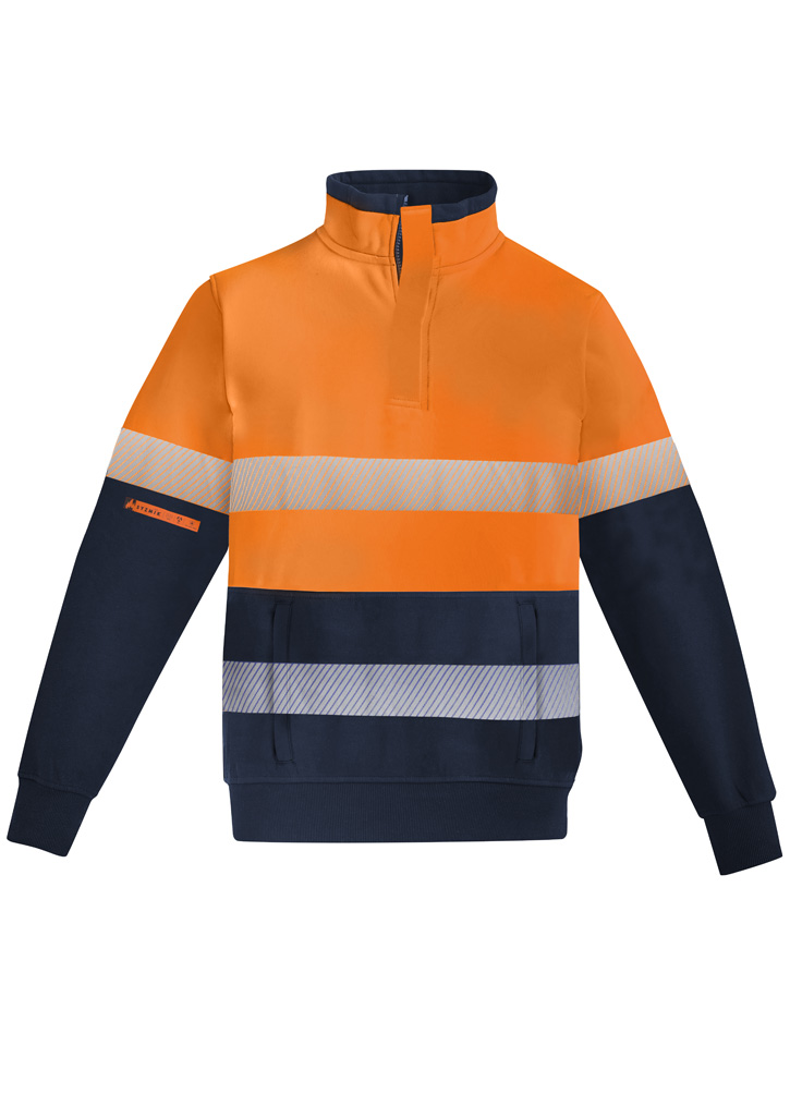 Mens Flame Pullover Fleece with FR reflective tape and custom fire-retardant embroidery