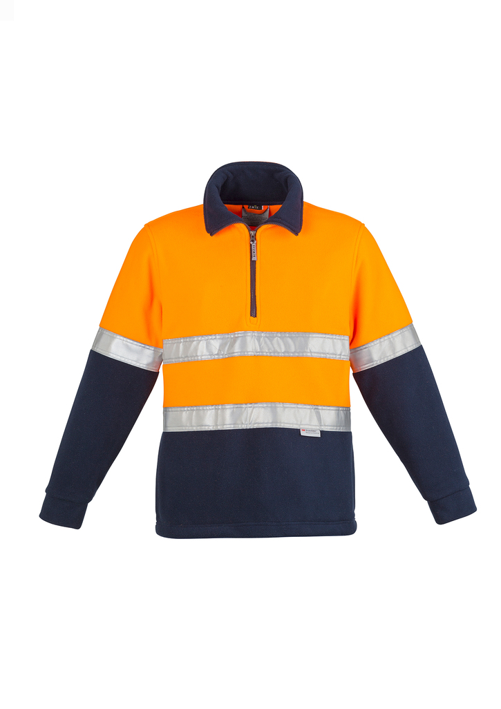 Unisex Hoop Taped Fleece with chunky front half-zip and custom company logo
