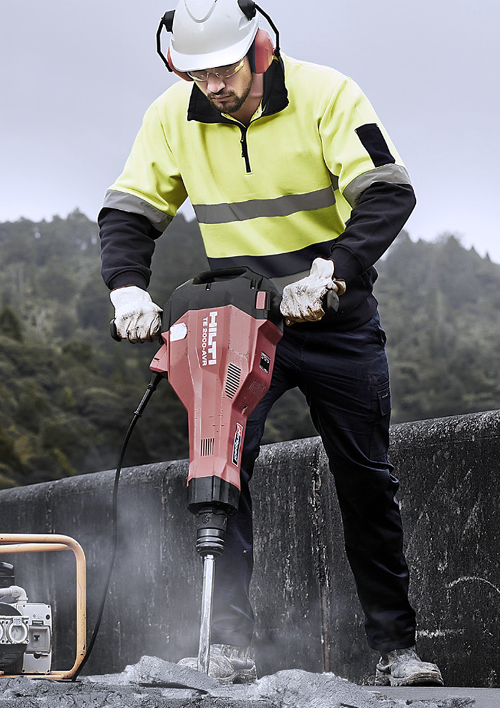 Unisex Hi Vis Pullover with quarter zip collar and custom trade logo embroidery