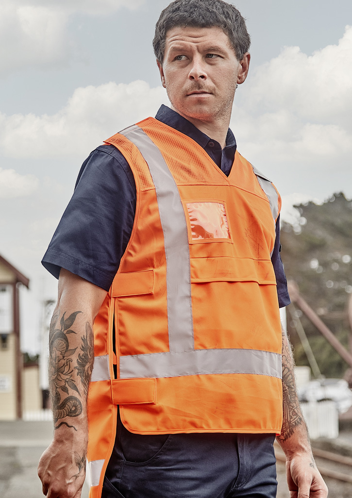 Unisex NSW Rail Vest with breathable mesh panels and custom rail contractor logo